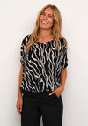 KAFFE Kaamber Zebra Print Top, Black