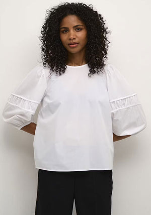 Kaffe Emma Puff Sleeve Blouse, White