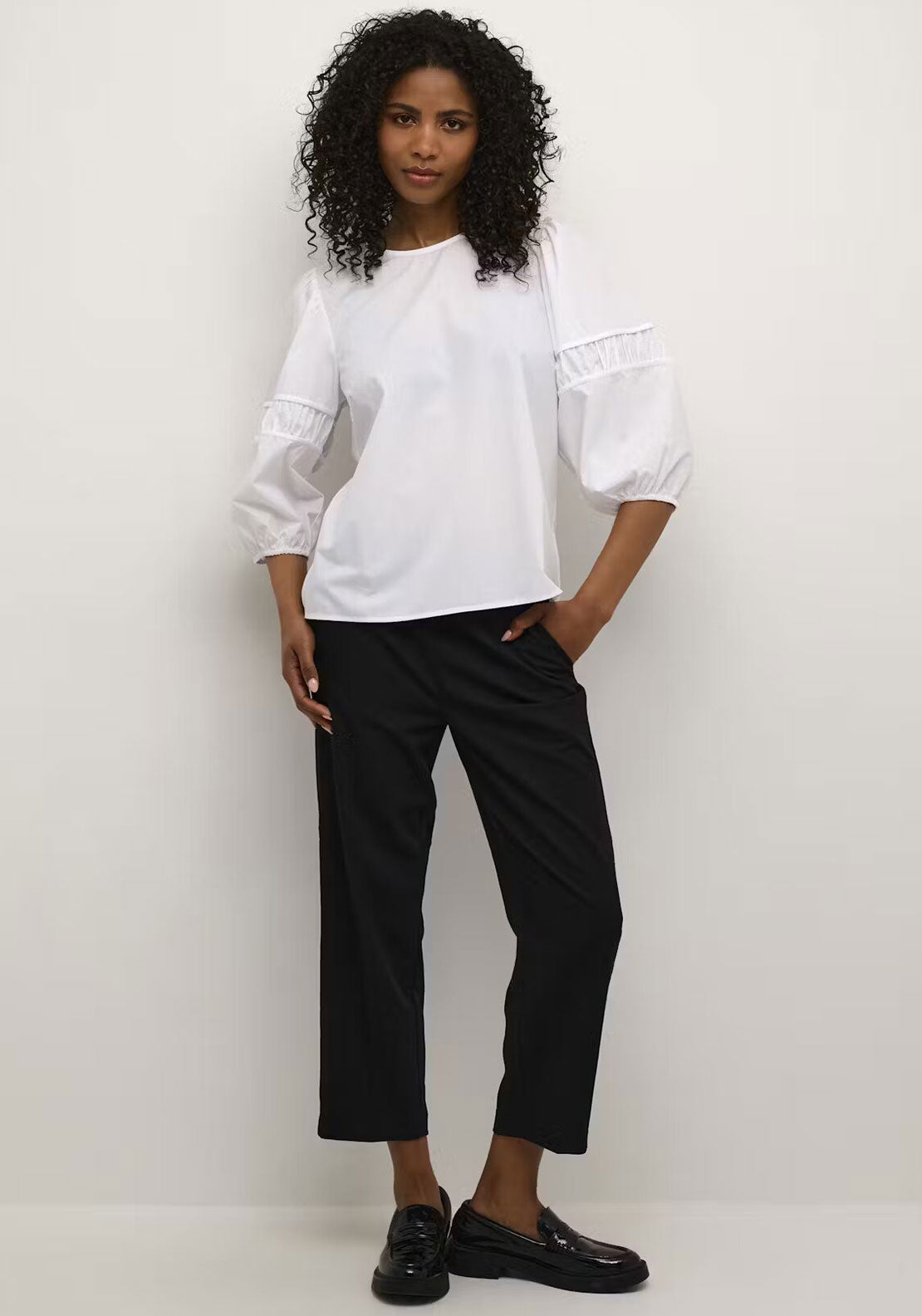 Kaffe Emma Puff Sleeve Blouse, White