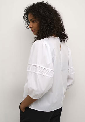 Kaffe Emma Puff Sleeve Blouse, White