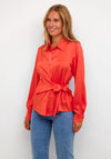 KAFFE Kalotte Tie Detail Textured Shirt, Cayenne