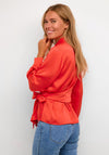 KAFFE Kalotte Tie Detail Textured Shirt, Cayenne