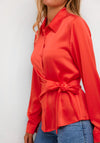 KAFFE Kalotte Tie Detail Textured Shirt, Cayenne