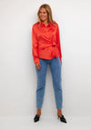 KAFFE Kalotte Tie Detail Textured Shirt, Cayenne