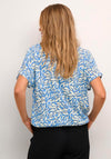 KAFFE Kajetta Graphic Animal Print Top, Blue & White