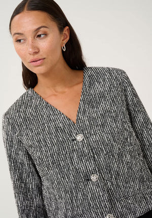 Kaffe Minella V Neck Jacket, Black and White