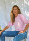KAFFE Lone Pleated Short Sleeve Sweater, Pink