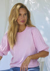 KAFFE Lone Pleated Short Sleeve Sweater, Pink