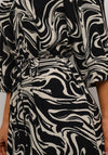 KAFFE Carmen Abstract Zebra Print Midi Dress, Black