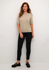 KAFFE Kalizza Short Sleeve Knit Sweater, Chinchilla Melange