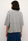 Kaffe Malene Cropped Sleeve Knit Sweater, Grey Melange
