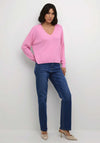 Kaffe Lola V Neck Knitted Sweater, Rosebloom Pink