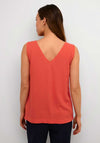 Kaffe Milia Linen Blend V Neck Top, Cayenne