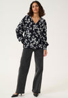 Kaffe Alice Floral V Neck Blouse, Navy