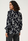 Kaffe Alice Floral V Neck Blouse, Navy