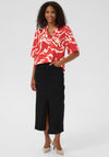 Kaffe Martha Printed V Neck Blouse, Red