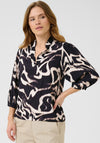 Kaffe Martha Printed V Neck Blouse, Black