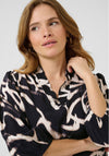 Kaffe Martha Printed V Neck Blouse, Black