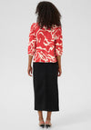 Kaffe Martha Printed V Neck Blouse, Red