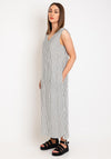 KAFFE Kamilla Striped Sleeveless Midi Dress, Chalk & Black