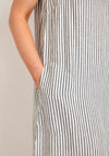 KAFFE Kamilla Striped Sleeveless Midi Dress, Chalk & Black