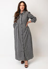 Kaffe Elna Gingham Long Sleeve Shirt Dress, Black