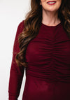 Kaffe Chai Roughed Mesh Long Sleeve Dress, Wine