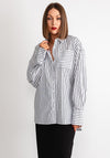 Kaffe Mackle Striped Oversized Shirt, White & Black