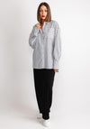 Kaffe Mackle Striped Oversized Shirt, White & Black