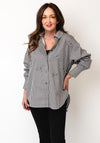 Kaffe Marianne Oversized Striped Bow Detail Shirt, Grey