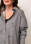 Kaffe Marianne Oversized Striped Bow Detail Shirt, Grey