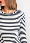 Kaffe Liddy Striped Long Sleeve T-Shirt, Chalk White & Navy