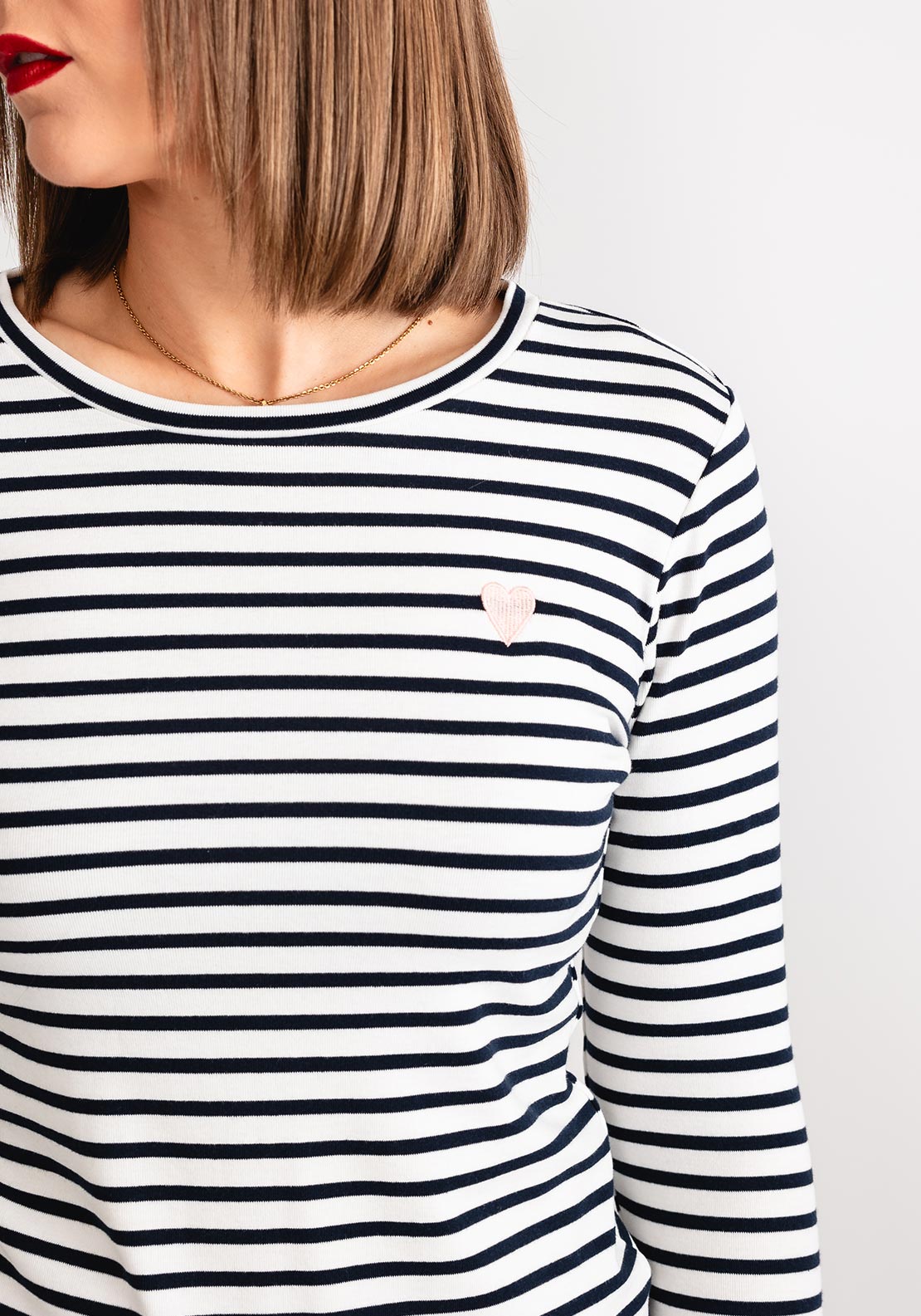 Kaffe Liddy Striped Long Sleeve T-Shirt, Chalk White & Navy