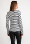 Kaffe Liddy Striped Long Sleeve T-Shirt, Chalk White & Navy