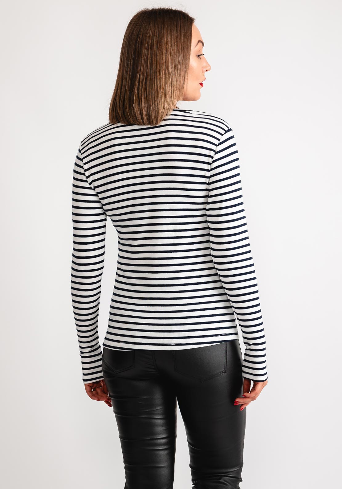 Kaffe Liddy Striped Long Sleeve T-Shirt, Chalk White & Navy