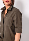 Kaffe Naya Longline Tunic Shirt, Khaki