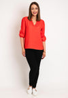 Kaffe Dahila Shirred Neckline Blouse, Cayenne