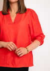 Kaffe Dahila Shirred Neckline Blouse, Cayenne