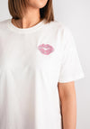 Kaffe Fie Lips Embroidered T-Shirt, White