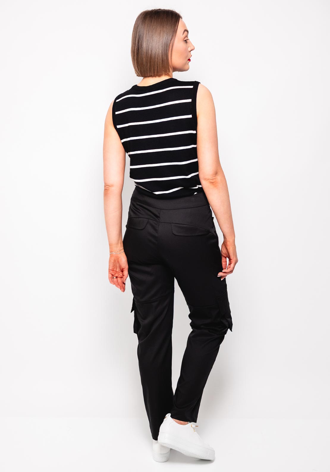 Kaffe Lizza Striped Sweater Vest, Black and White