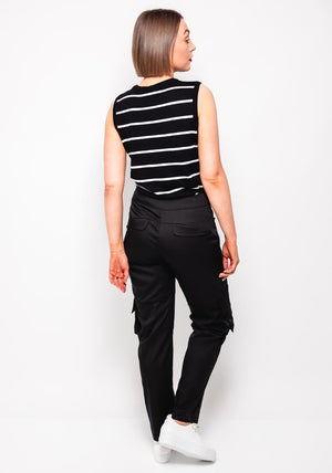 Kaffe Lizza Striped Sweater Vest, Black and White