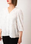 Kaffe Pariva V Neck Button Blouse, White