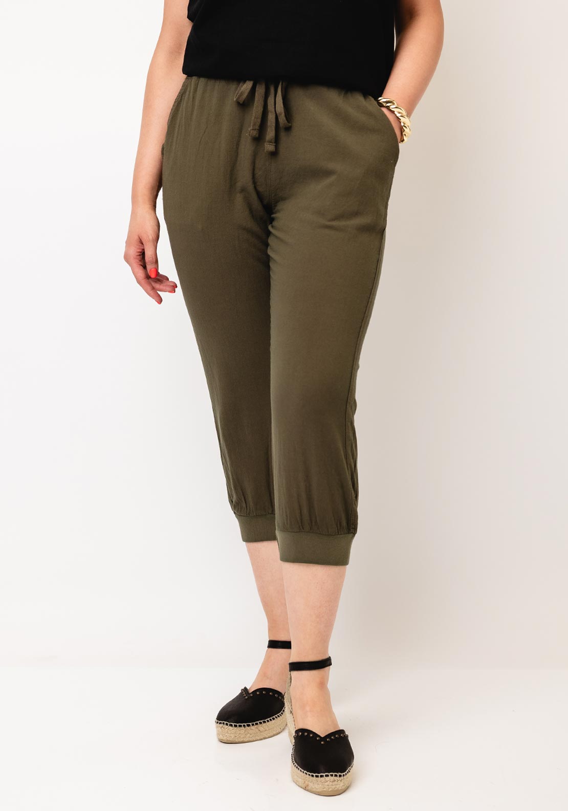 Kaffe Naya Capri Trousers, Green