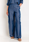 Kaffe Leonara Utility Style Wide Leg Trousers, Chambray Blue