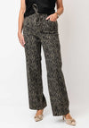 Kaffe Leonandra Animal Print, Wide Leg Trousers, Black