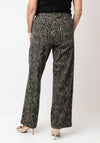 Kaffe Leonandra Animal Print, Wide Leg Trousers, Black
