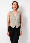 Kaffe Sakura Buttoned Waistcoat, Taupe