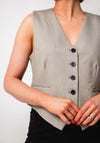 Kaffe Sakura Buttoned Waistcoat, Taupe