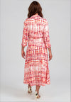 Kameya Printed Drawstring Waist Dress, White & Orange