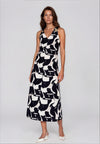 Kameya Cut-Out Back Abstract Print Maxi Dress, Black